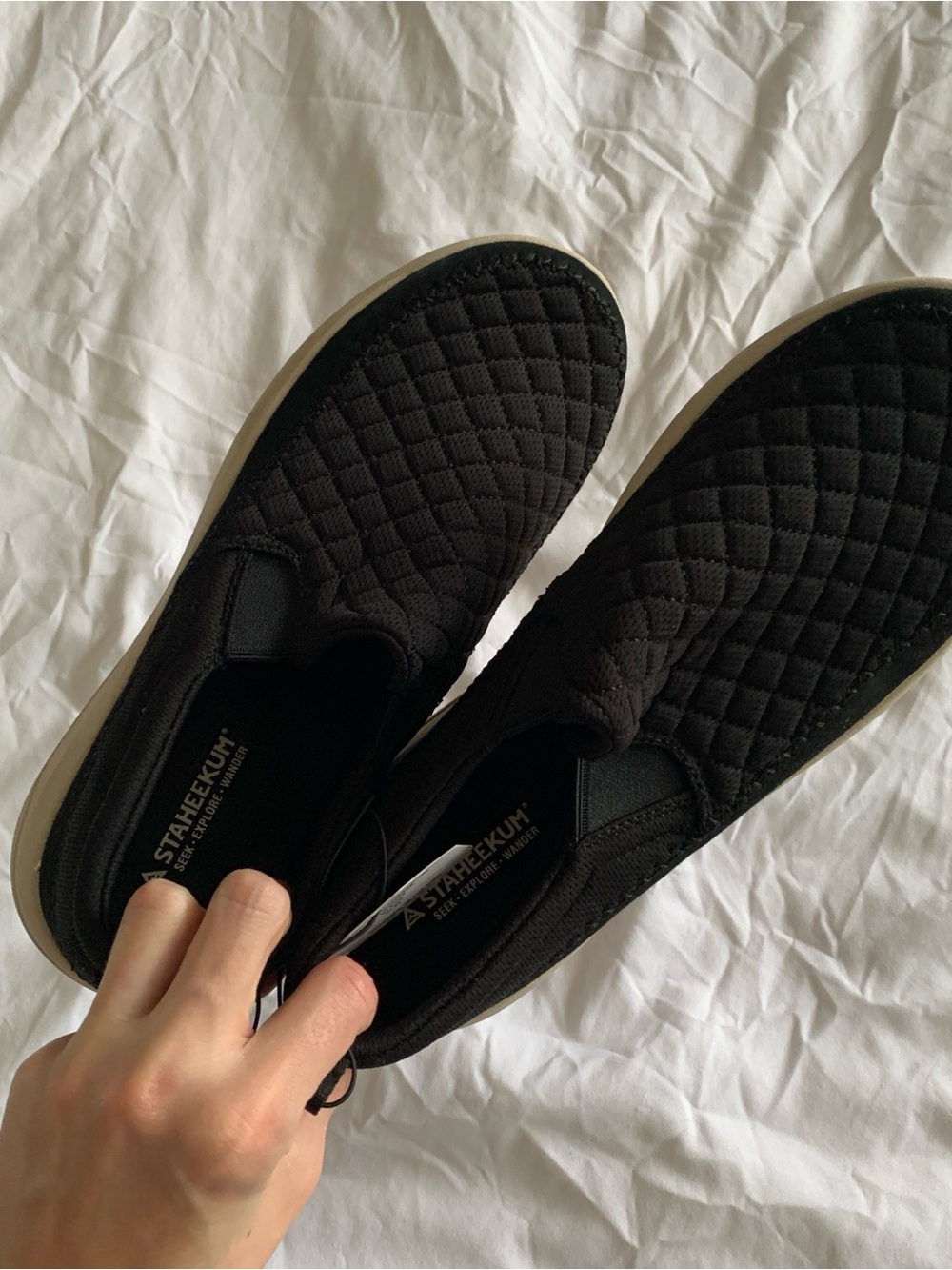 Quilted Slip-On Sneakers in Black